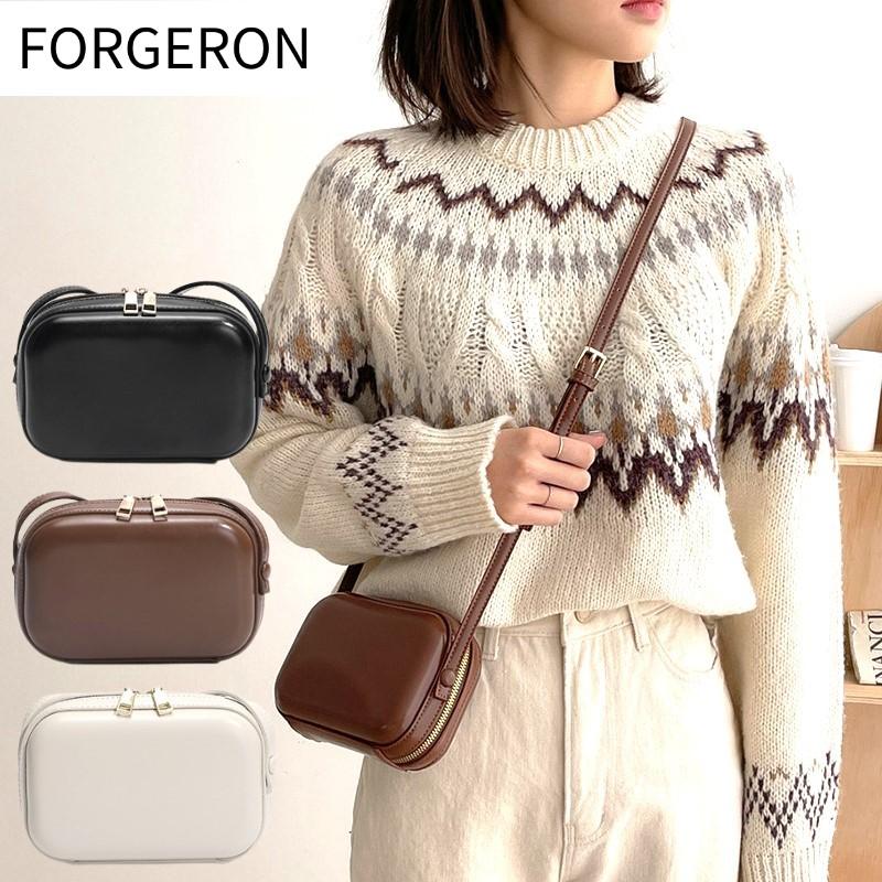 FORGERON ハードケースミニショルダーバッグ PUレザー ジッパー