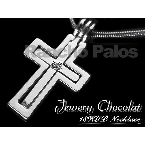 新作☆JEWERLY CHOCOLAT/18金仕上げ 天然ダイヤ使用◇ダブルクロスネックレス　F0950049｜shopkazu