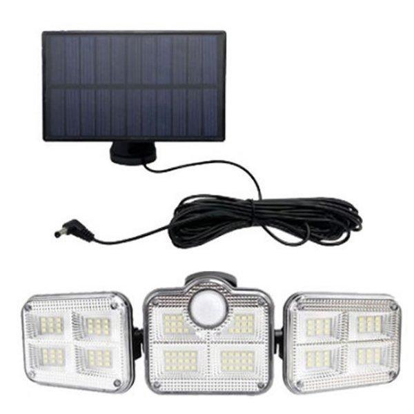 ★3面発光★ 人感センサーライト リモコン付 LED IP65 防水 防塵 センサーライト led 防水 ソーラー 4面パネル 333led リモコン式 人感