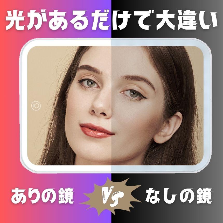 鏡 卓上 女優ミラー LED かがみ 卓上ミラー スタンドミラー ライト付き