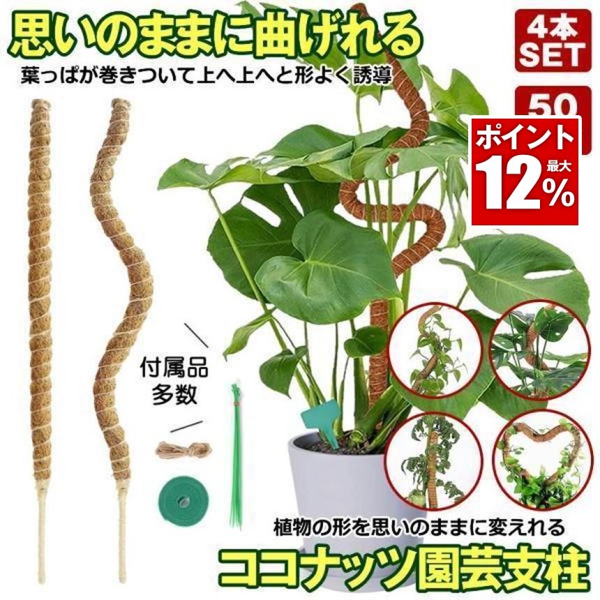 曲げられる ココスティック 50cm 4本 セット ココナッツ支柱