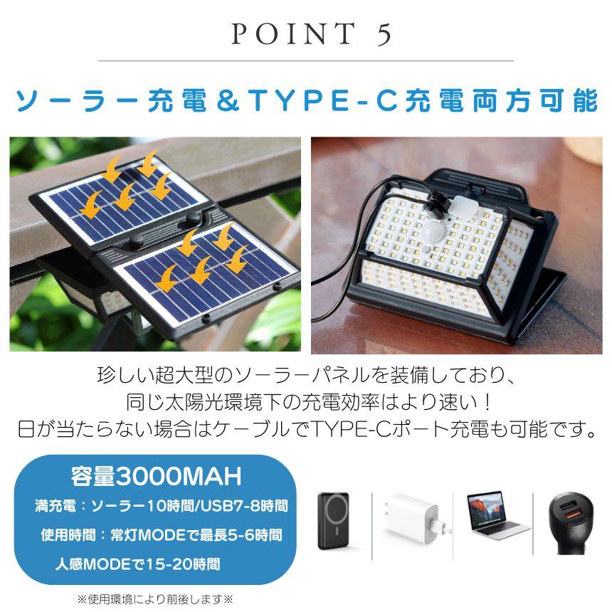 2個セット ソーラーライト センサーライト クリップ 分離型 屋外 防水