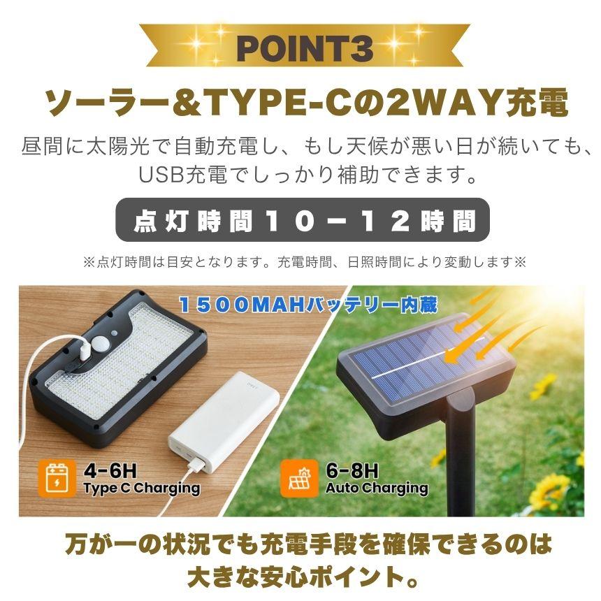 2個セット クリップ式 ソーラーライト センサーライト ガーデンライト
