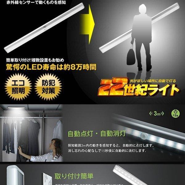 22世紀ライト ロング 20LED 人感センサー 照明 マグネット搭載 充電式