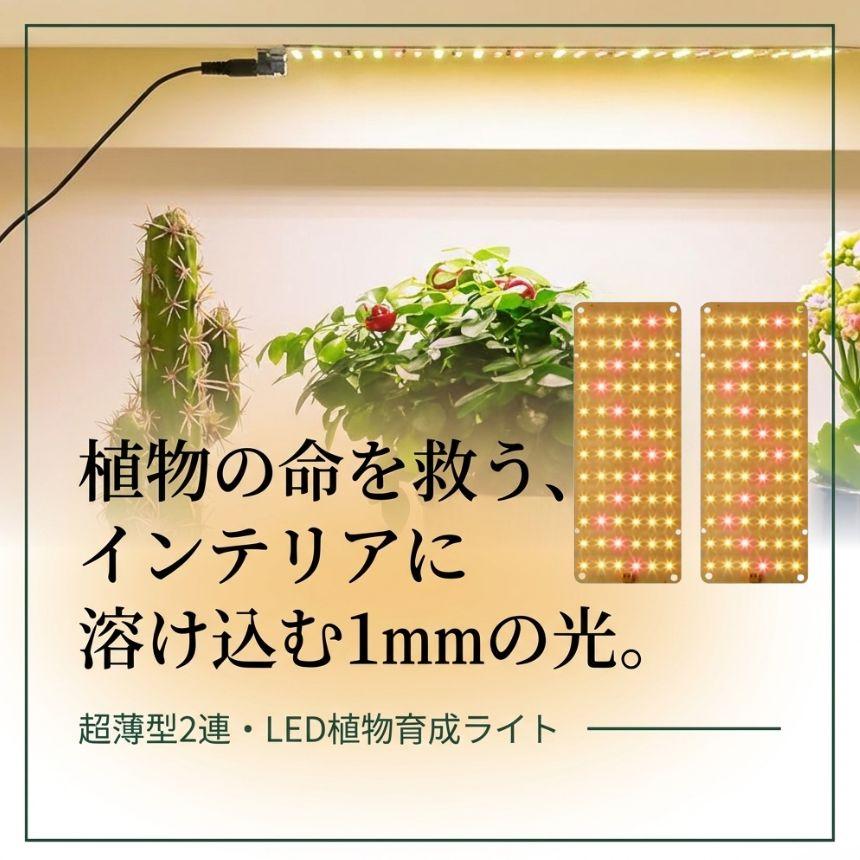 2個セット 植物育成ライト LED タイマー 明るさ調整い2連 2枚 薄型 板