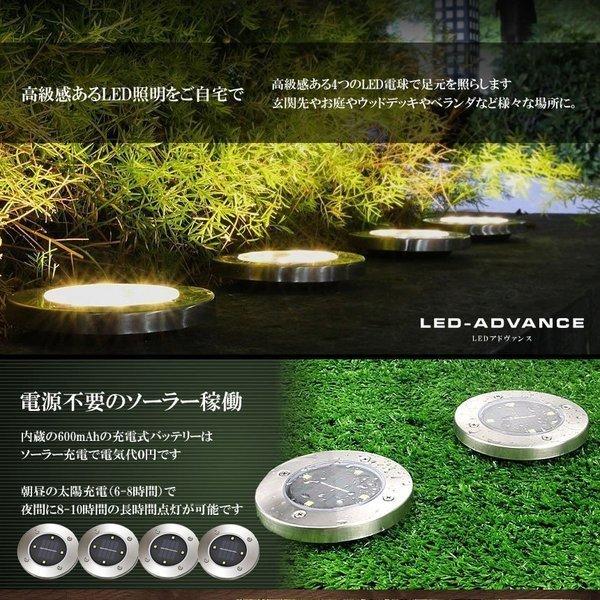 埋め込み式 ソーラー ライト LED 8個セット 4LED 電気代0円 自動