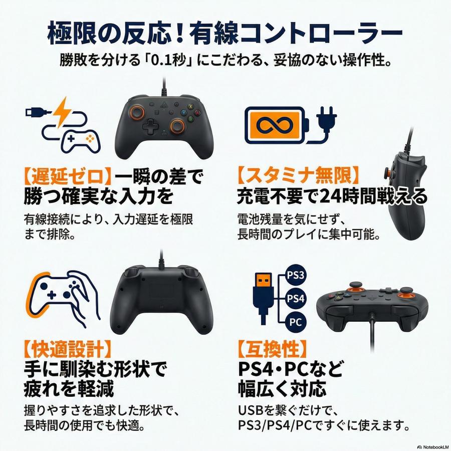 PS4 PS3 ゲーム コントローラー 有線 DUALSHOCK 4 有線コントローラー 