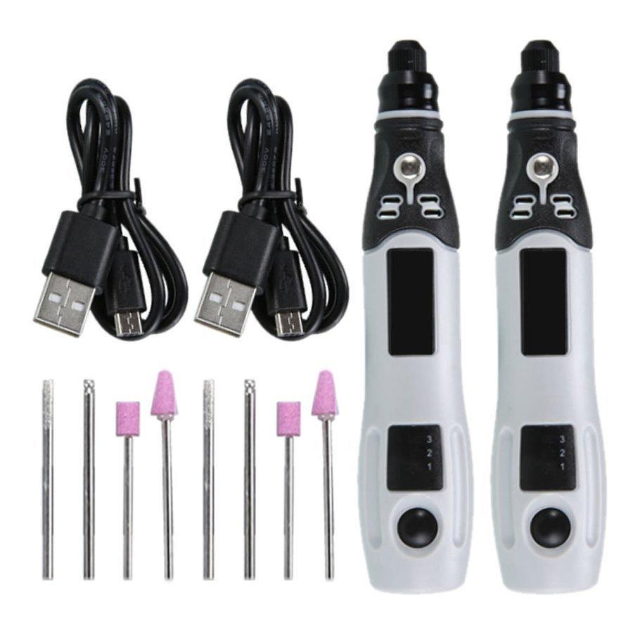 2台セット USB ミニルーター 充電式 4.2V 3段変速 15000rpm ホビー