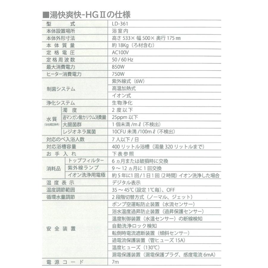 最新機種！リビングテクノロジー 湯快爽快-HGII LD-361（お取付け工事無し・本体のみ） 旭硝子生活関連事業承継 24時間風呂 循環温浴器 送料無料の画像