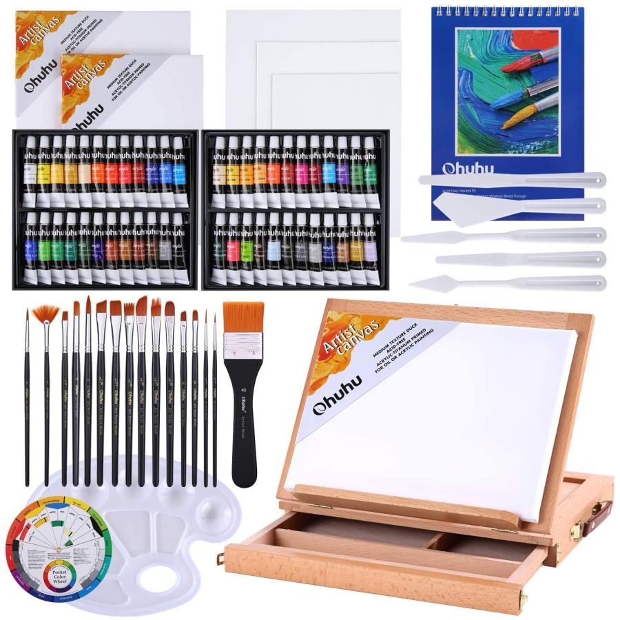 ❤️新品❤️【78点セット】Ohuhu アクリル絵の具 画材 絵具 絵画 絵の具セット Ohuhu アクリル絵の具 78点セット 画材 絵具 絵画 絵の具セット 白