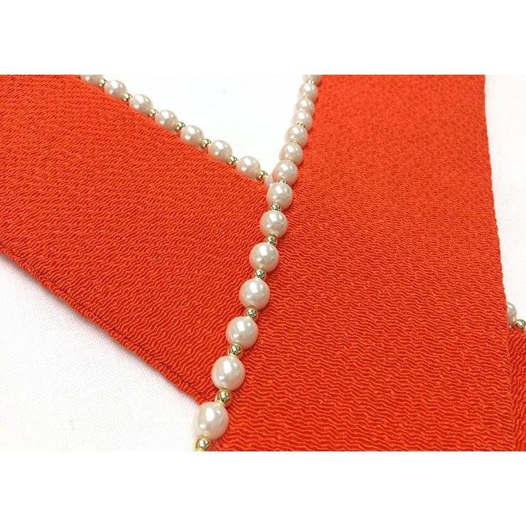 重ね衿 パール 赤 正絹 2way 伊達衿 振袖 メール便 : きもの館久五郎