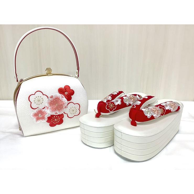 梅刺繍 草履バッグセット 白 草履フリー 日本製 - pymr.go.th