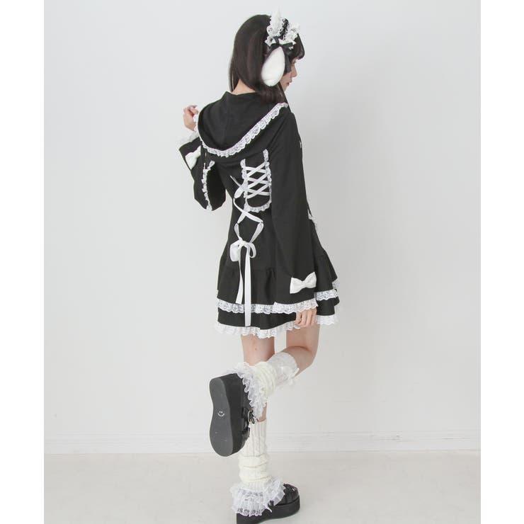 DearMyLove 姫系うさ耳レースフリルハートポケットパーカーワンピース 