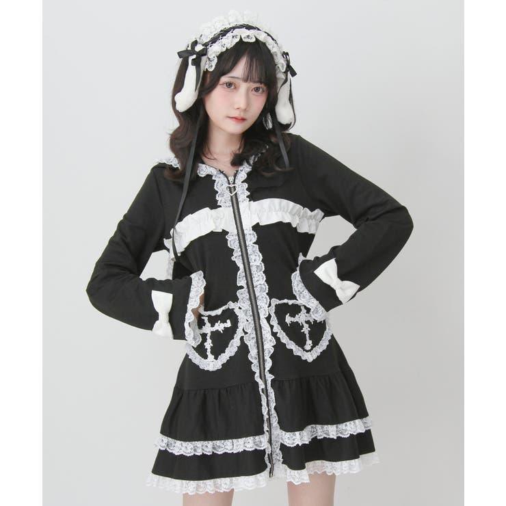 DearMyLove 姫系うさ耳レースフリルハートポケットパーカーワンピース 