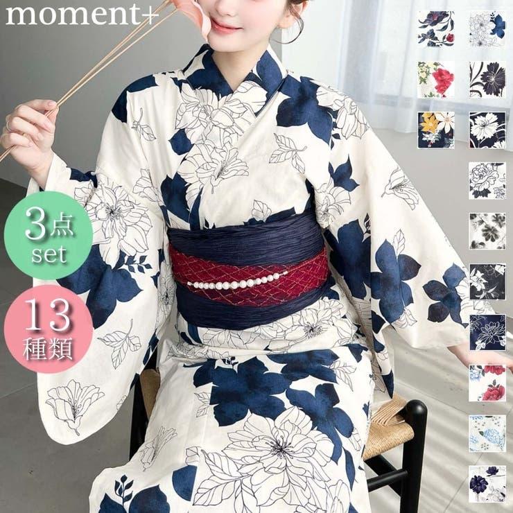 浴衣3点セット（ゆかた＋帯2本） moment+ 浴衣3点セット（ゆかた＋帯2本）豊富な13種類展開