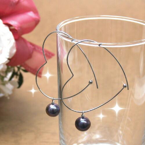 メール便 ハート フープ パール ピアス クロ染 ホワイト 淡水パール 真珠 レディース クリスマス ギフトに プレゼントに |  | 01