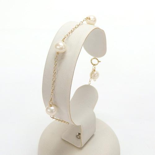 ブレスレット K10 ゴールドチェーン パール ステーション 淡水パール 淡水真珠 6-6.5mm 10金 K10YG バレンタイン ギフトに プレゼントに |  | 02