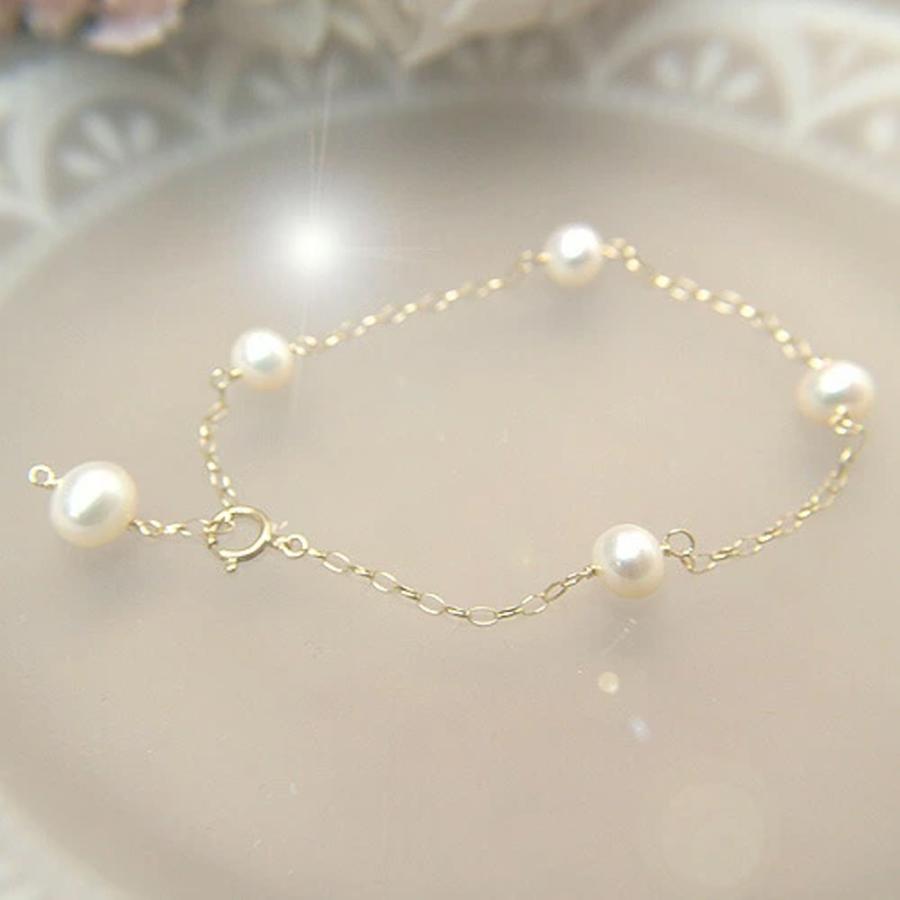 K10YG 淡水パールステーションブレスレット 【公式通販】