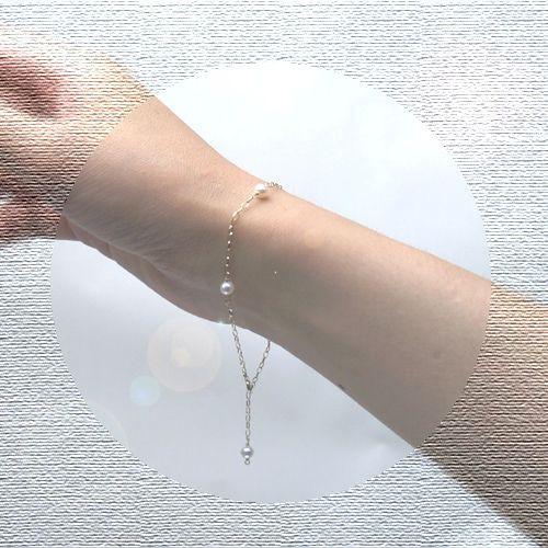 ブレスレット K10 ゴールドチェーン パール ステーション 淡水パール 淡水真珠 4-4.5mm 10金 K10YG ホワイトデー ギフトに プレゼントに 爆買 |  | 01