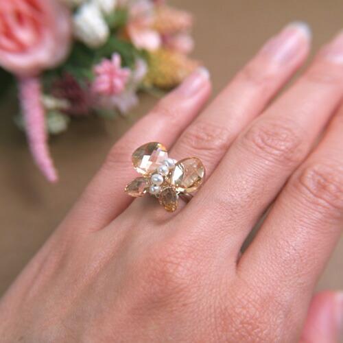 ギフトケース入り スワロフスキー ちょうちょ リボン 淡水パール リング ブラック 淡水真珠 クリスマス ギフトに プレゼントに |  | 01