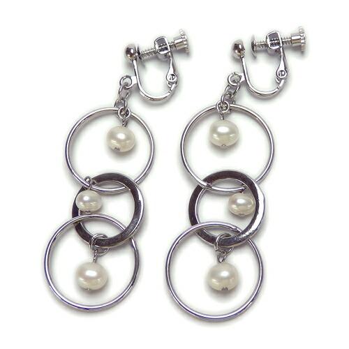 淡水真珠 トリプル フープ ピアス イヤリング 淡水パール チタンピアス |  | 01