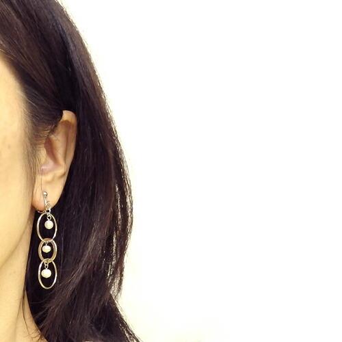 淡水真珠 トリプル フープ ピアス イヤリング 淡水パール チタンピアス |  | 03