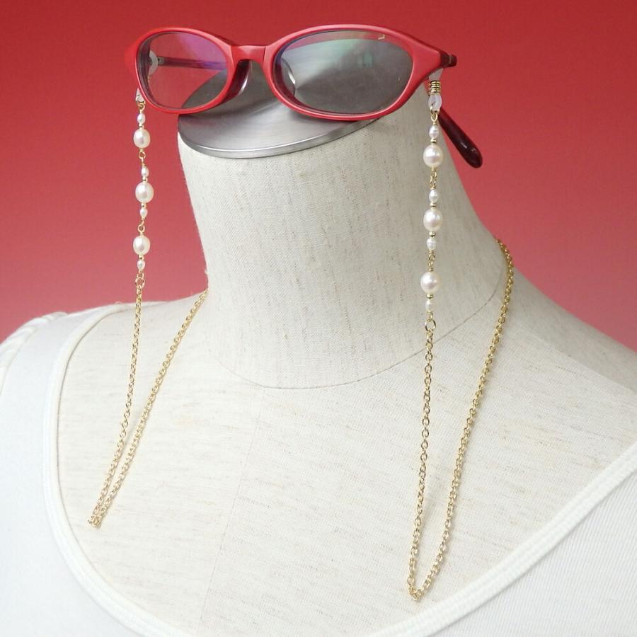 メール便 メガネチェーン 淡水真珠 パールパールパール！ 金色 ゴールドカラー 淡水パール 眼鏡チェーン マスクチェーン クリスマス ギフトに プレゼントに |  | 01
