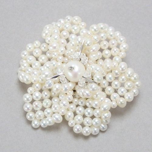 コサージュ ブローチ パール フラワー 花 クリップ 淡水真珠 淡水パール 卒園式 卒業式 入学式 フォーマル ダンス 結婚式 式典 |  | 03