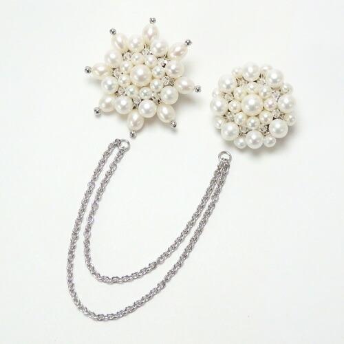 パール フラワー ツイン ブローチ 淡水真珠 花 淡水パール 卒園式 卒業式 入学式 フォーマル ダンス 結婚式 カーディガン留め コサージュ 日本製 |  | 02