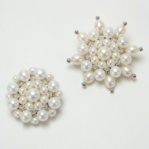 パール フラワー ツイン ブローチ 淡水真珠 花 淡水パール 卒園式 卒業式 入学式 フォーマル ダンス 結婚式 カーディガン留め コサージュ 日本製 |  | 03