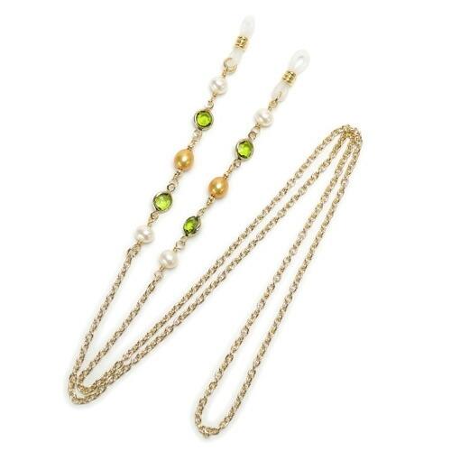 メール便 淡水真珠 メガネチェーン グリーン シャネルストーン ゴールドパール 淡水パール 眼鏡 チェーン グラスコード めがねチェーン 緑 マスクチェーン |  | 02