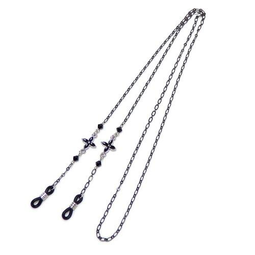 メール便 メガネチェーン ブラッククロス スワロフスキー 眼鏡チェーン めがねチェーン メンズ ゴスロリ 風水カラー 黒 ユニセックス termhalloween |  | 01