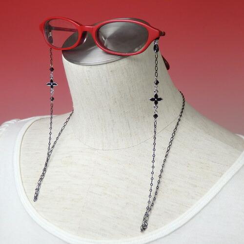メール便 メガネチェーン ブラッククロス スワロフスキー 眼鏡チェーン めがねチェーン メンズ ゴスロリ 風水カラー 黒 ユニセックス termhalloween |  | 02