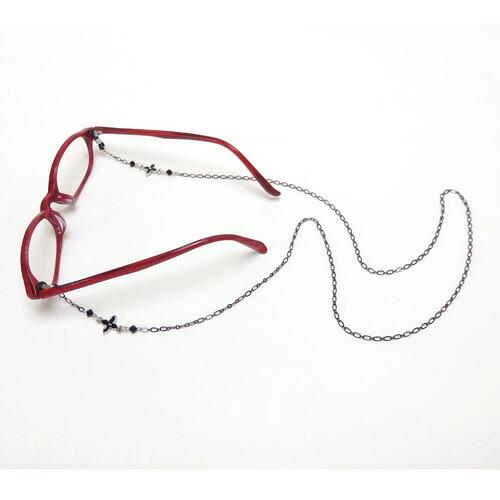 メール便 メガネチェーン ブラッククロス スワロフスキー 眼鏡チェーン めがねチェーン メンズ ゴスロリ 風水カラー 黒 ユニセックス termhalloween |  | 03