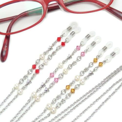 メール便 リトルスター メガネチェーン スワロフスキー 7色 + クリア + ブラック 淡水パール 眼鏡チェーン マスクチェーン バレンタイン ギフトに プレゼントに |  | 01