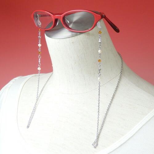 メール便 リトルスター メガネチェーン スワロフスキー 7色 + クリア + ブラック 淡水パール 眼鏡チェーン マスクチェーン バレンタイン ギフトに プレゼントに |  | 05