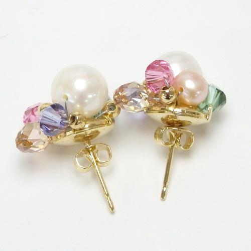 メール便 ビジュー カラースワロフスキー パール ピアス イヤリング 淡水真珠 淡水パール レディース クリスマス ギフトに プレゼントに |  | 02