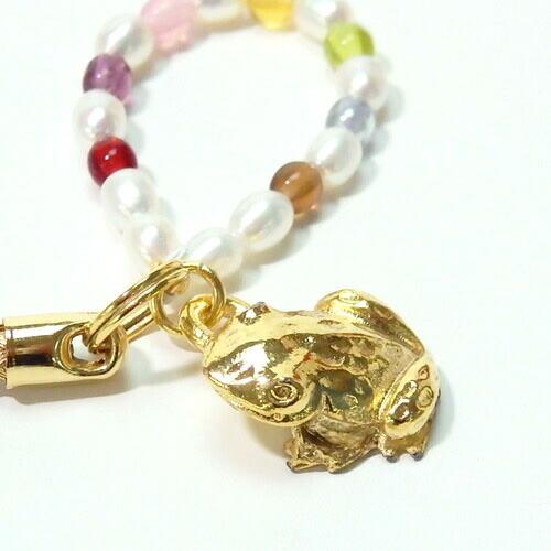 メール便 七色 厄除け ＆ 開運 亀 蛙 カメ カエル 淡水パール 携帯ストラップ 根付 根付け ストラップ 風水 7色 キーホルダー |  | 02