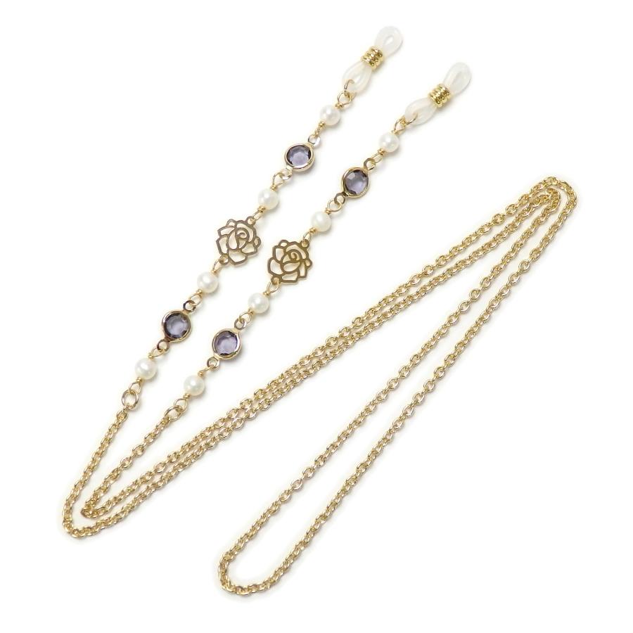 ♪618❤️ ばら アンティーク パール 葉 マスクチェーン めがね