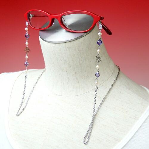 メール便 メガネチェーン ローズ ＆ シャネルストーン 淡水パール 淡水真珠 バラ 薔薇 眼鏡チェーン グラスコード マスクチェーン 爆買 |  | 04