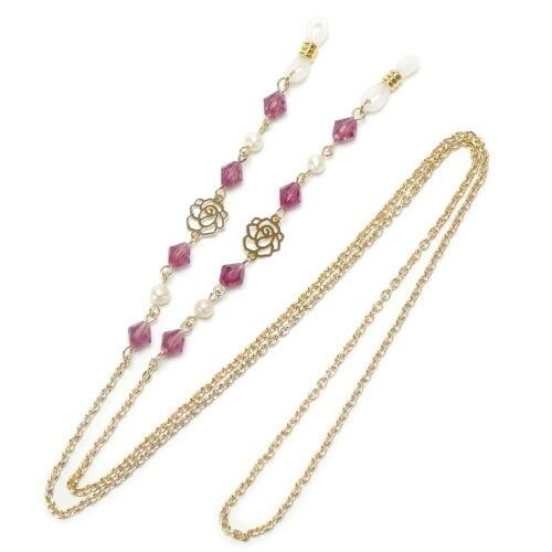 メール便 メガネチェーン 情熱の薔薇 淡水真珠 淡水パール ローズ 眼鏡チェーン パール めがねチェーン マスクチェーン クリスマス ギフトに プレゼントに |  | 03