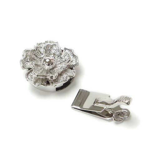 シルバー クラスプ 留め具 差し込み バラ SV製 1連ネックレス用 花 丸