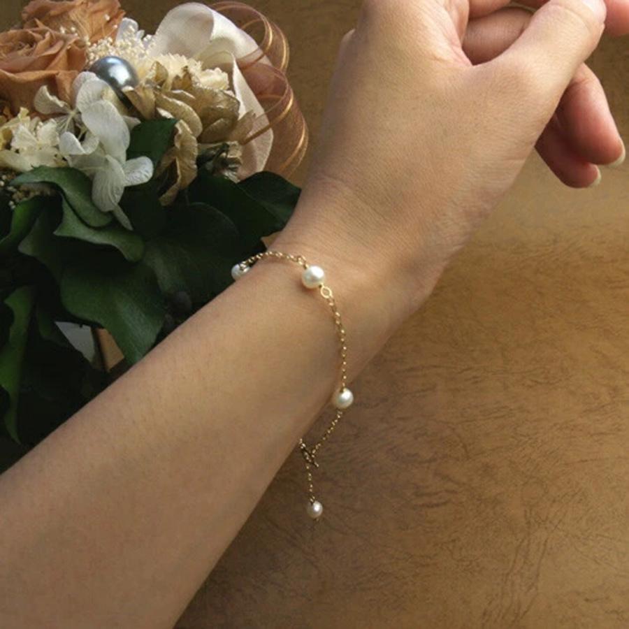 ブレスレット K10 ゴールドチェーン パール ステーション 淡水パール 淡水真珠 5-5.5mm 10金 K10YG バレンタイン ギフトに プレゼントに |  | 01