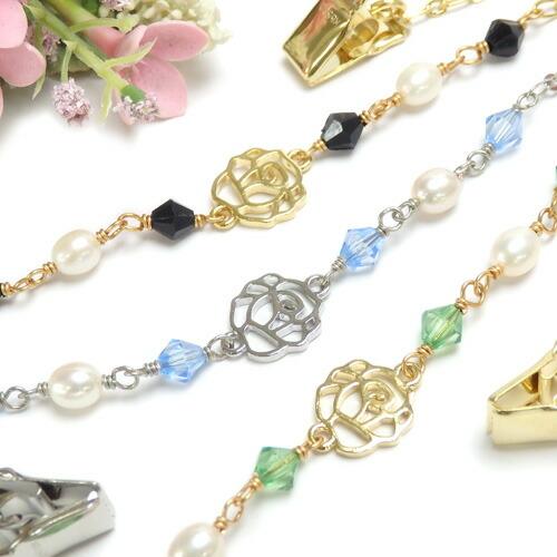 メール便 帽子クリップ ロングタイプ 淡水真珠 情熱の薔薇 帽子留め レディース ハットクリップ ハットキーパー バレンタイン ギフトに プレゼントに | 