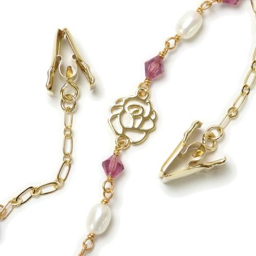 メール便 帽子クリップ ロングタイプ 淡水真珠 情熱の薔薇 帽子留め レディース ハットクリップ ハットキーパー マスクバンド 敬老の日 ギフトに プレゼントに |  | 01