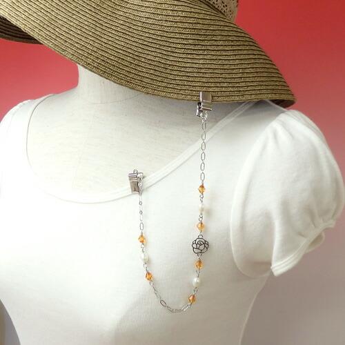 メール便 帽子クリップ ロングタイプ 淡水真珠 情熱の薔薇 帽子留め レディース ハットクリップ ハットキーパー バレンタイン ギフトに プレゼントに |  | 05