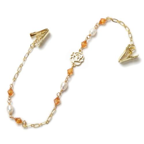 メール便 帽子クリップ ロングタイプ 淡水真珠 情熱の薔薇 帽子留め レディース ハットクリップ ハットキーパー マスクバンド 敬老の日 ギフトに プレゼントに |  | 09