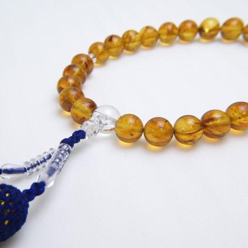 琥珀 数珠 念誦 10mm玉 コハク アンバー 念珠 念誦 風水 パワーストーン 数珠ケース付き クリスマス ギフトに プレゼントに | 
