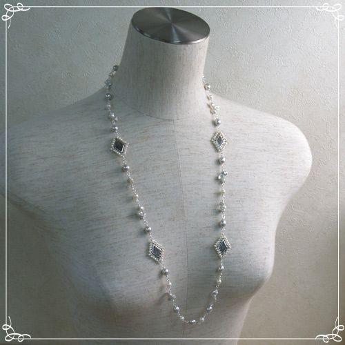 クロネコ便 バロックパール＆ベビーパールネックレス 淡水真珠 レディース ロングネックレス アクセサリー ダイヤ形 ひし形 クリスマス ギフトに プレゼントに |  | 01