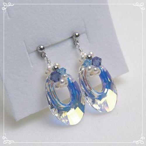 オーバル スワロフスキー ベビーパール ピアス イヤリング 淡水真珠 レディース チタンピアス クリスマス ギフトに プレゼントに |  | 01